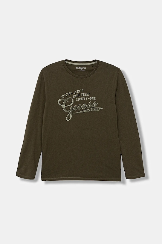 Guess longsleeve din bumbac pentru copii print verde L5YI14.K8HM4.9BYA