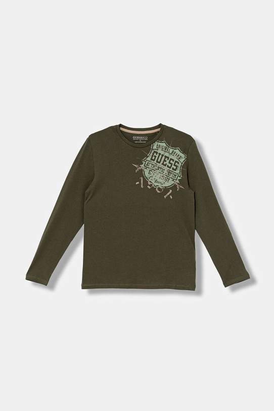 Guess longsleeve bawełniany dziecięcy nadruk zielony L5YI16.K8HM4.9BYA