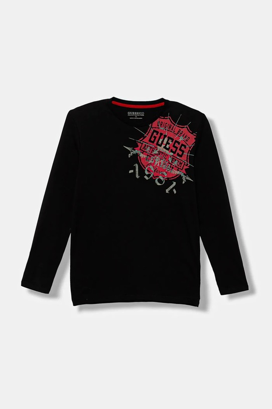 Guess longsleeve bawełniany dziecięcy nadruk czarny L5YI16.K8HM4.9BYA