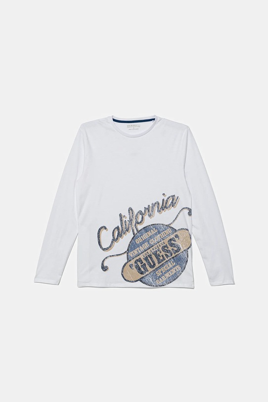 Дитячий бавовняний лонгслів Guess бавовна білий L5YI26.K8HM4.9BYA