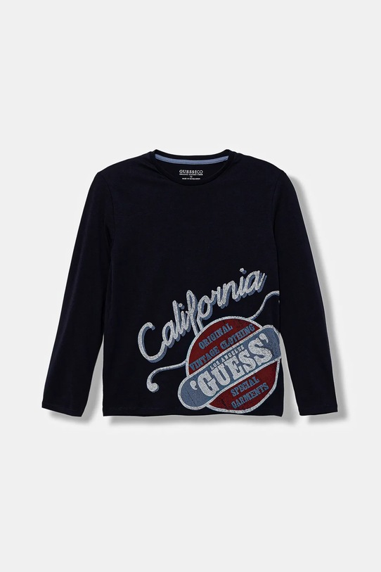 Guess longsleeve bawełniany dziecięcy nadruk granatowy L5YI26.K8HM4.9BYA