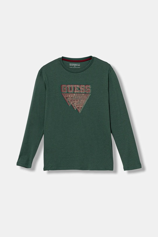 Guess longsleeve bawełniany dziecięcy nadruk zielony L5YI27.K8HM4.9BYA