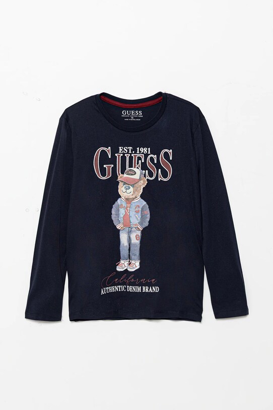 Guess longsleeve din bumbac pentru copii print bleumarin L5YI30.K8HM4.9BYA