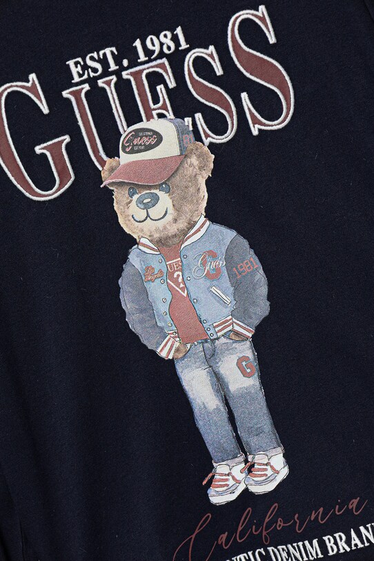 Băieți Guess longsleeve din bumbac pentru copii L5YI30.K8HM4.9BYA bleumarin