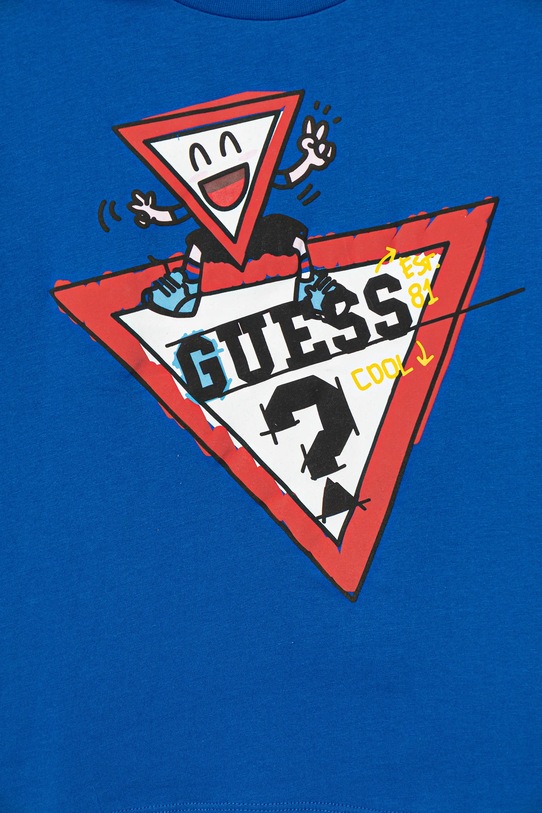 Chłopiec Guess longsleeve bawełniany dziecięcy N5YI01.K8HM4.9BYA niebieski