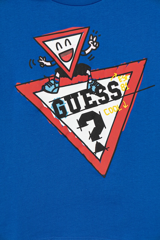 Chłopiec Guess longsleeve bawełniany dziecięcy N5YI01.K8HM4.9BYA niebieski