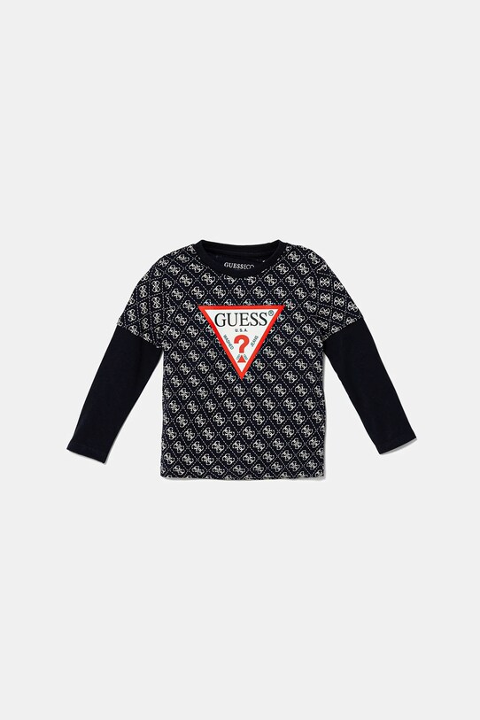Guess longsleeve bawełniany dziecięcy nadruk niebieski N5YI09.K8HM4.9BYA