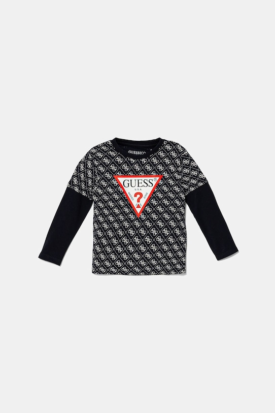 Guess longsleeve bawełniany dziecięcy nadruk niebieski N5YI09.K8HM4.9BYA