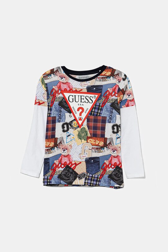 Guess gyerek pamut hosszú ujjú felső pamut sötétkék N5YI09.K8HM4.9BYA
