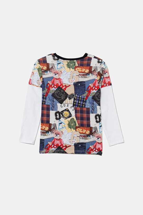 Guess longsleeve din bumbac pentru copii N5YI09.K8HM4.9BYA bleumarin AW25