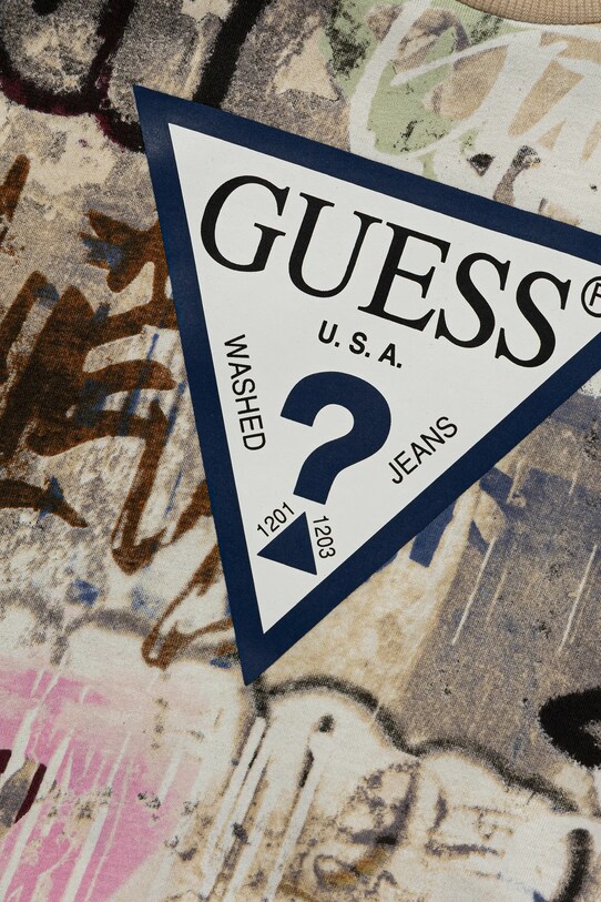 Chłopiec Guess longsleeve bawełniany dziecięcy N5YI09.K8HM4.9BYA beżowy
