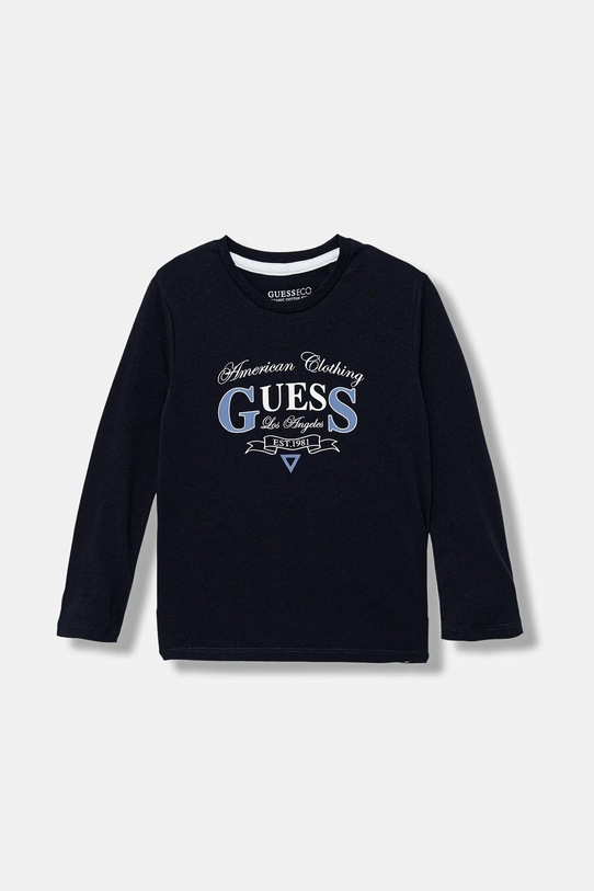 Guess longsleeve bawełniany dziecięcy nadruk granatowy N5YI21.K8HM4.9BYA
