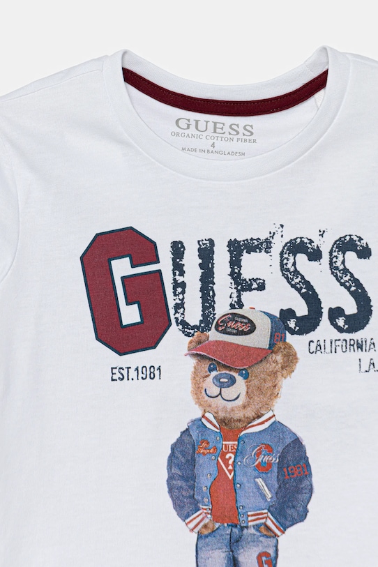 Chłopiec Guess longsleeve bawełniany dziecięcy N5YI23.K8HM4.9BYA biały