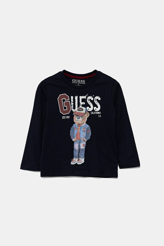 Guess longsleeve din bumbac pentru copii print bleumarin N5YI23.K8HM4.9BYA