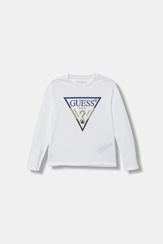 Guess longsleeve din bumbac pentru copii imprimeu alb N5YI24.K8HM4.9BYA