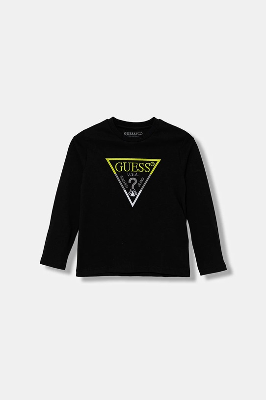 Guess longsleeve bawełniany dziecięcy aplikacja czarny N5YI24.K8HM4.9BYA