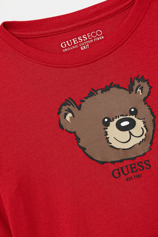 Chłopiec Guess longsleeve bawełniany dziecięcy N5YI25.K8HM4.9BYA czerwony