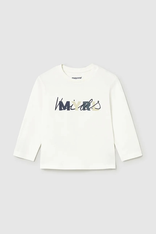 Mayoral longsleeve bawełniany okrągły beżowy 108.3D.Baby.9BYA