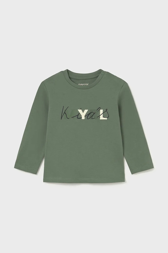 Mayoral longsleeve bawełniany okrągły zielony 108.3D.Baby.9BYA