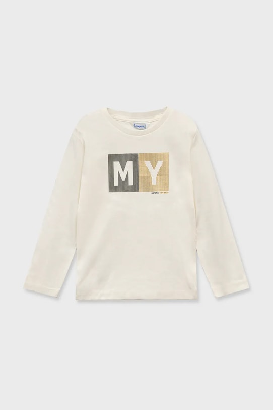 Mayoral longsleeve bawełniany 173.5C.Mini.9BYA beżowy AW25
