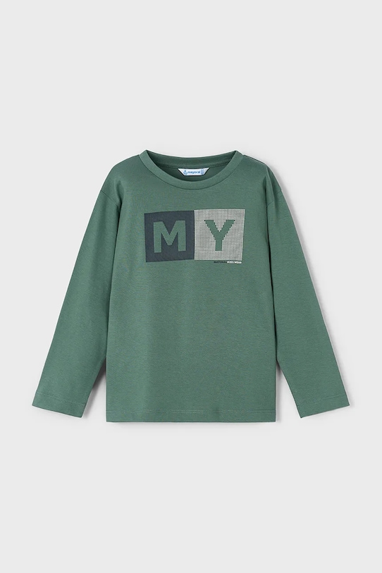 Mayoral longsleeve bawełniany 173.5C.Mini.9BYA zielony AW25