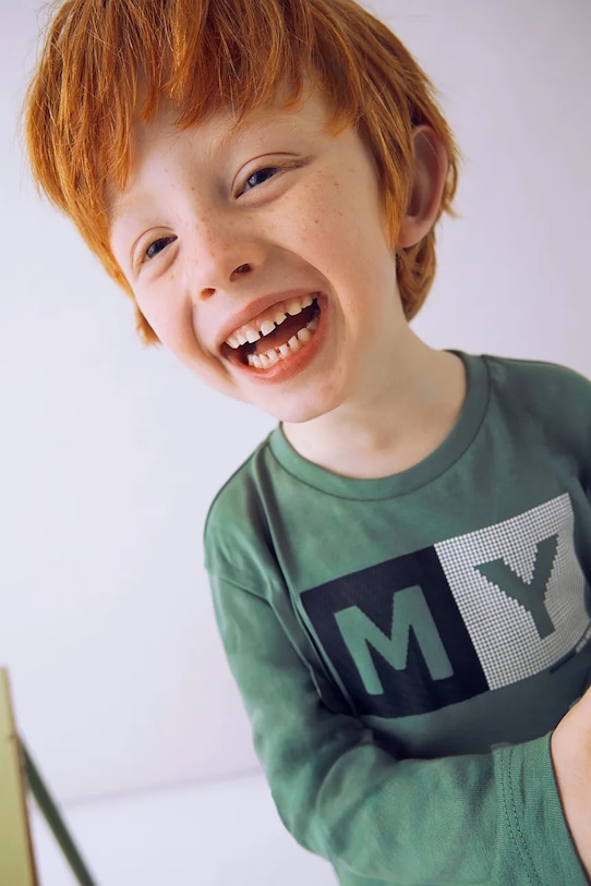 Mayoral longsleeve bawełniany 173.5C.Mini.9BYA zielony