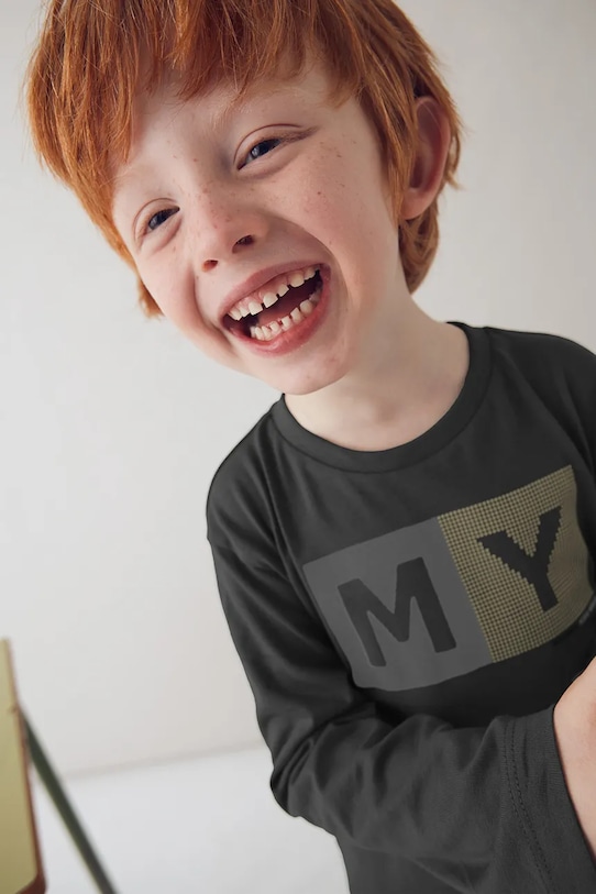 Mayoral longsleeve bawełniany nadruk czarny 173.5C.Mini.9BYA