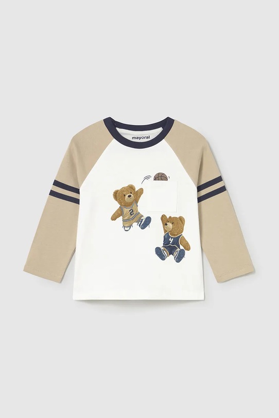Mayoral longsleeve bawełniany niemowlęcy 2059.3A.Baby.9BYA beżowy AW25