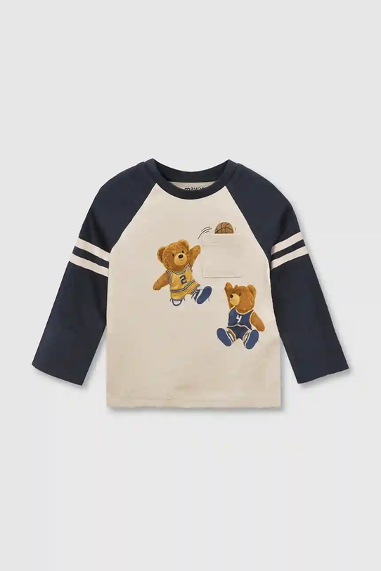Mayoral longsleeve bawełniany niemowlęcy nadruk granatowy 2059.3A.Baby.9BYA