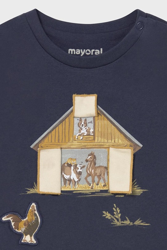 Хлопковый детский лонгслив Mayoral тёмно-синий 2067.3D.Baby.9BYA