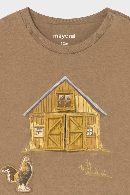 Chłopiec Mayoral longsleeve bawełniany dziecięcy 2067.3D.Baby.9BYA brązowy