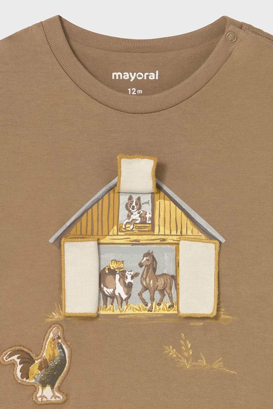 Mayoral longsleeve bawełniany dziecięcy brązowy 2067.3D.Baby.9BYA