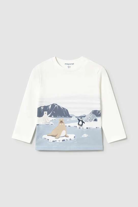 Mayoral longsleeve bawełniany niemowlęcy wzorzyste biały 2068.3D.Baby.9BYA