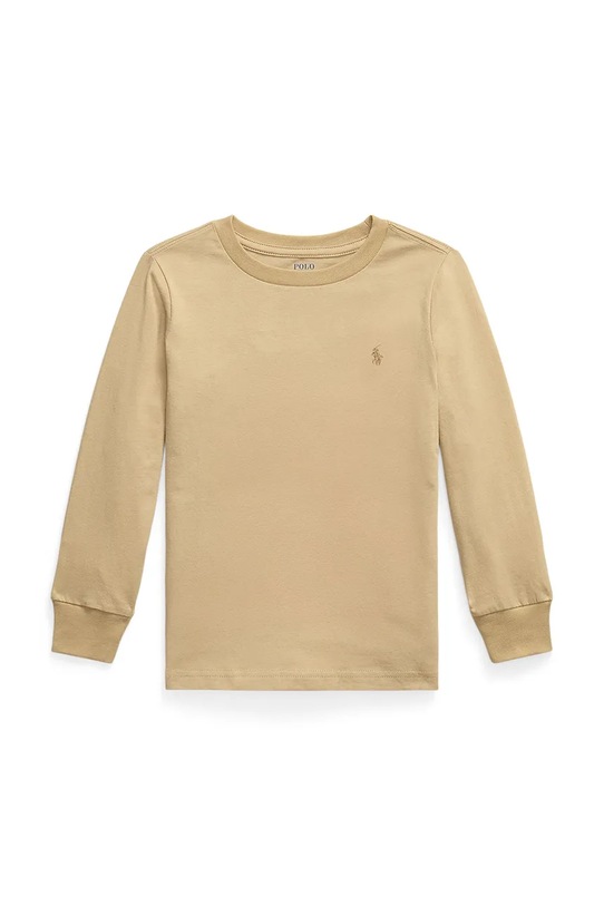 Βαμβακερή μπλούζα με μακριά μανίκια Polo Ralph Lauren στρογγυλό μπεζ 322854677097