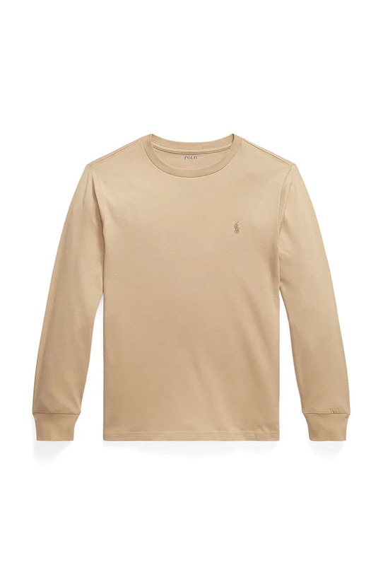 Βαμβακερή μπλούζα με μακριά μανίκια Polo Ralph Lauren στρογγυλό μπεζ 323854677097