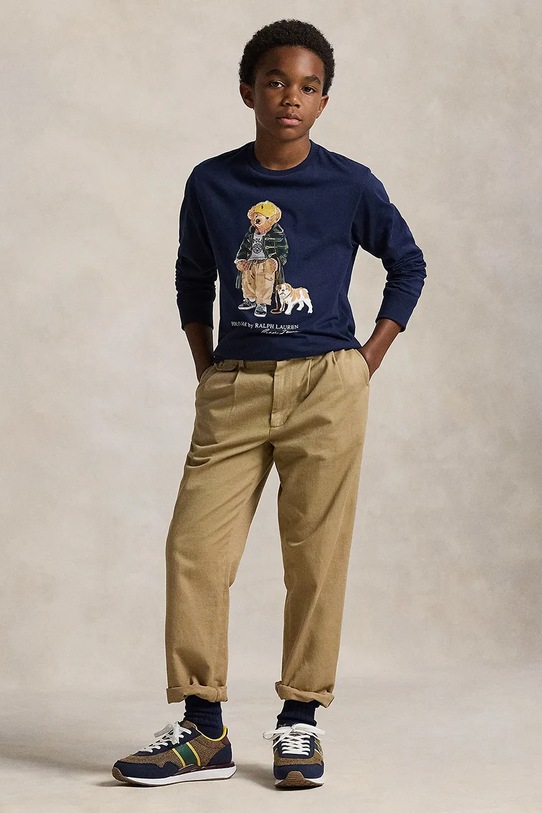 Παιδικό βαμβακερό μακρυμάνικο Polo Ralph Lauren σκούρο μπλε 323981177001
