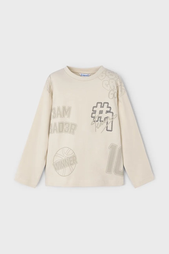 Mayoral longsleeve bawełniany 4074.5A.Mini.9BYA beżowy AW25