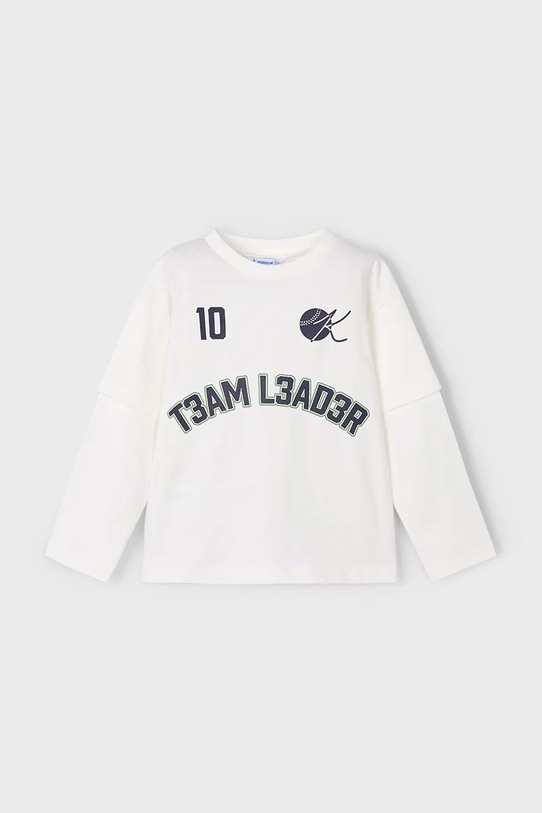 Mayoral longsleeve bawełniany 4075.5A.Mini.9BYA beżowy AW25