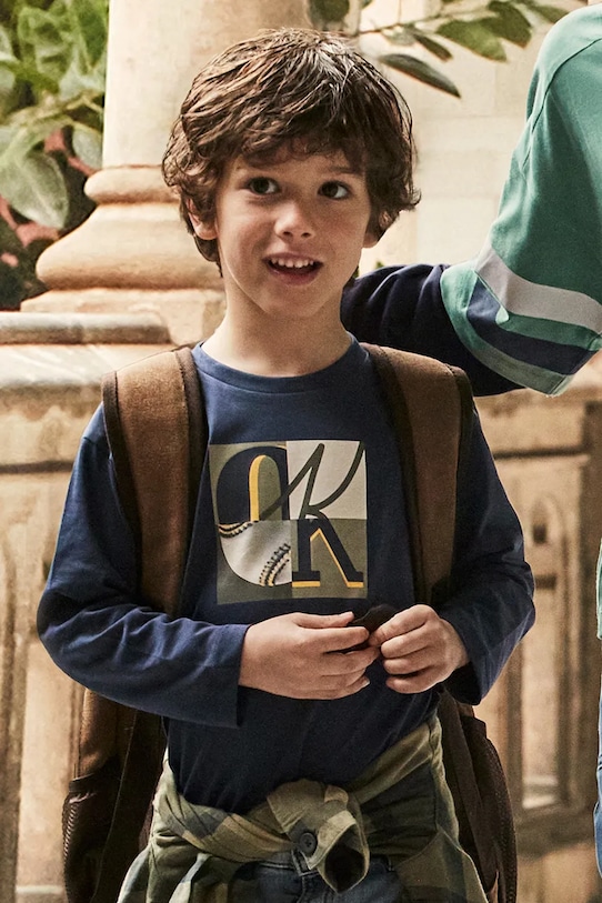 Mayoral longsleeve bawełniany okrągły granatowy 4076.5A.Mini.9BYA