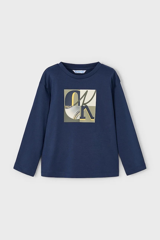 Mayoral longsleeve bawełniany 4076.5A.Mini.9BYA granatowy AW25