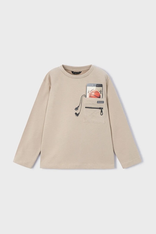 Mayoral longsleeve bawełniany 4078.5B.Mini.9BYA beżowy AW25