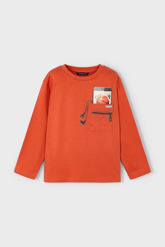Mayoral longsleeve bawełniany 4078.5B.Mini.9BYA pomarańczowy AW25