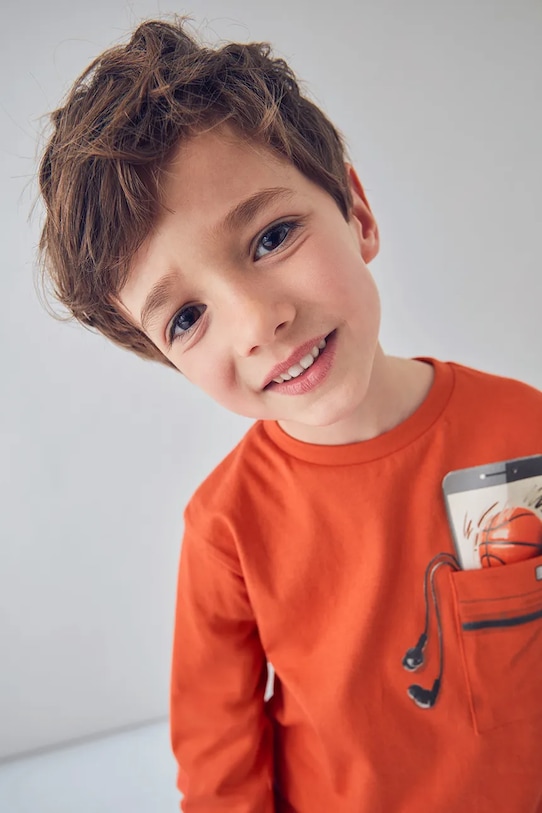 Mayoral longsleeve bawełniany 4078.5B.Mini.9BYA pomarańczowy