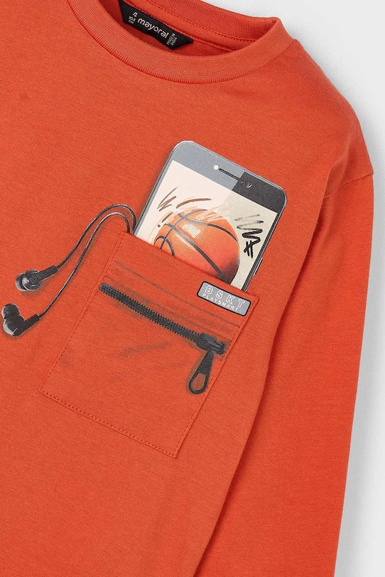 Mayoral longsleeve bawełniany pomarańczowy 4078.5B.Mini.9BYA