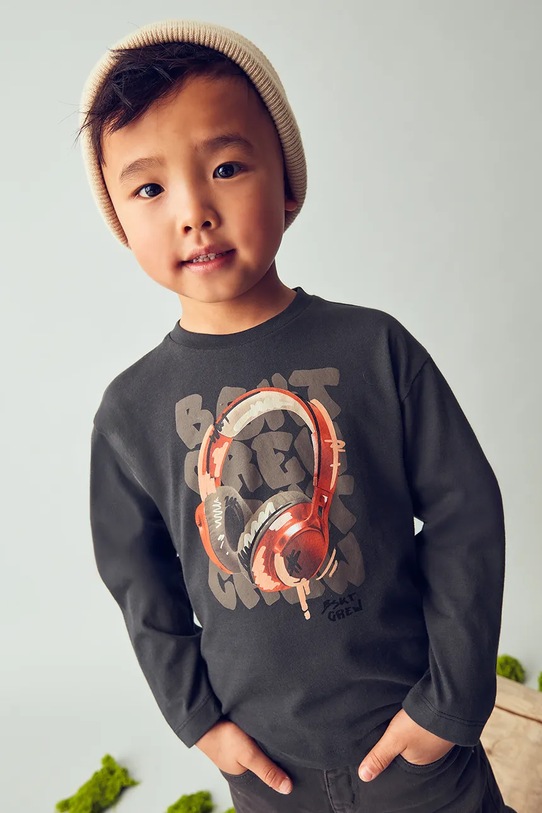 Mayoral longsleeve bawełniany okrągły czarny 4080.5B.Mini.9BYA