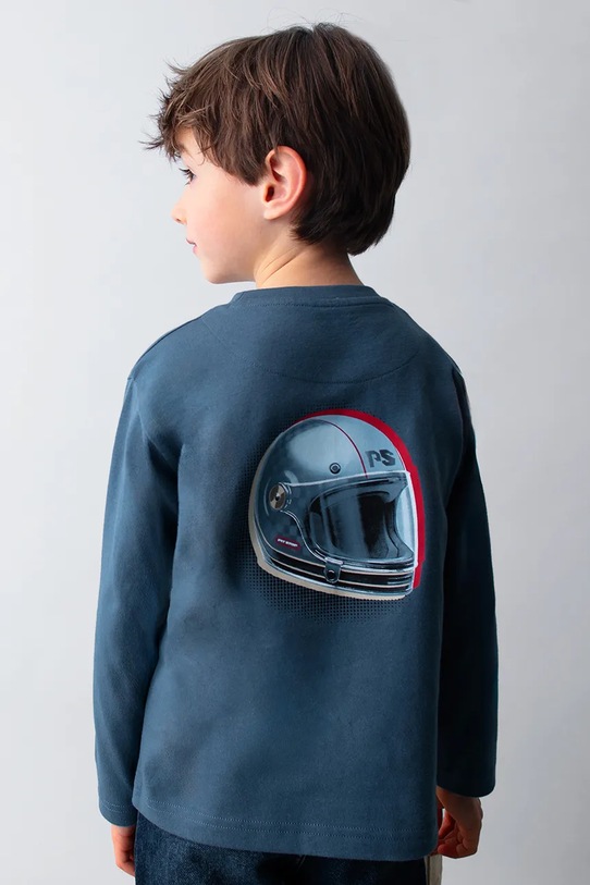 Mayoral longsleeve bawełniany dziecięcy 4084.5D.Mini.9BYA niebieski