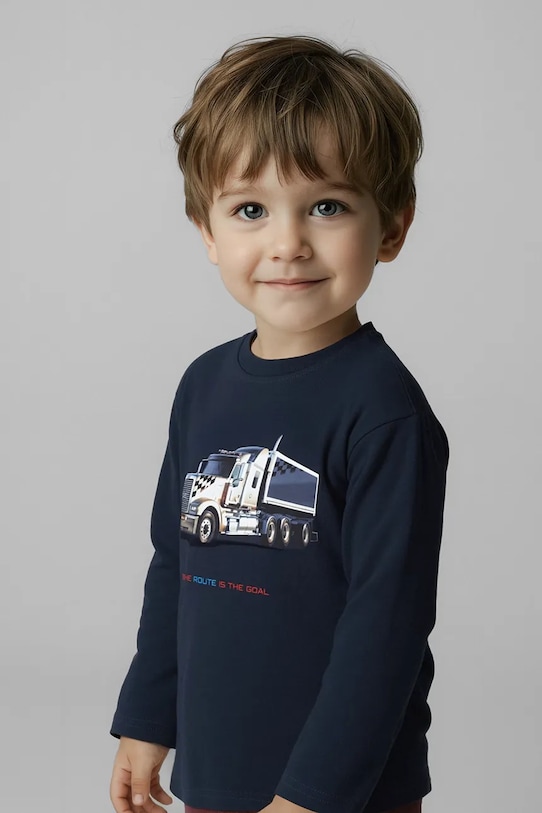 Mayoral longsleeve din bumbac pentru copii print bleumarin 4085.5D.Mini.9BYA