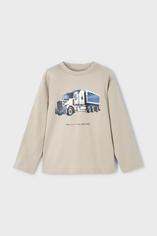 Mayoral longsleeve din bumbac pentru copii 4085.5D.Mini.9BYA maro AW25