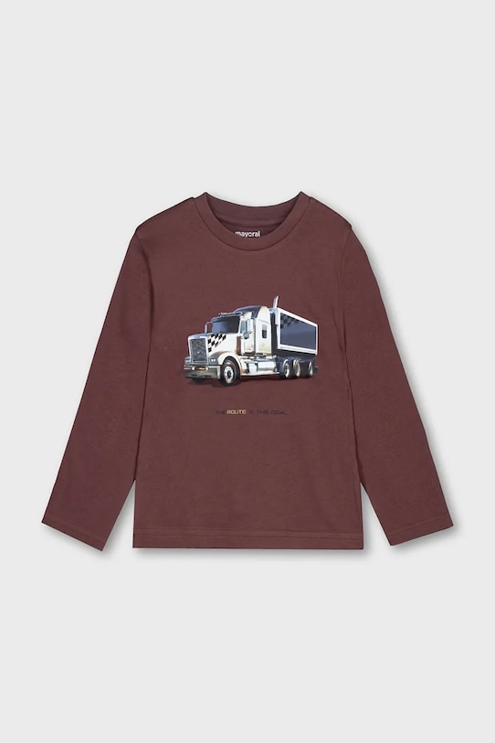 Mayoral longsleeve din bumbac pentru copii print burgundia 4085.5D.Mini.9BYA