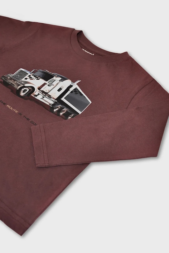 Băieți Mayoral longsleeve din bumbac pentru copii 4085.5D.Mini.9BYA burgundia